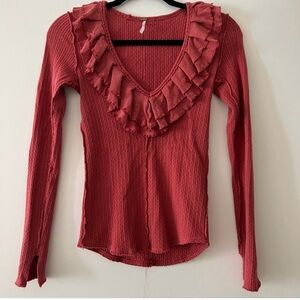 NWOT free people waffle long sleeve tee S